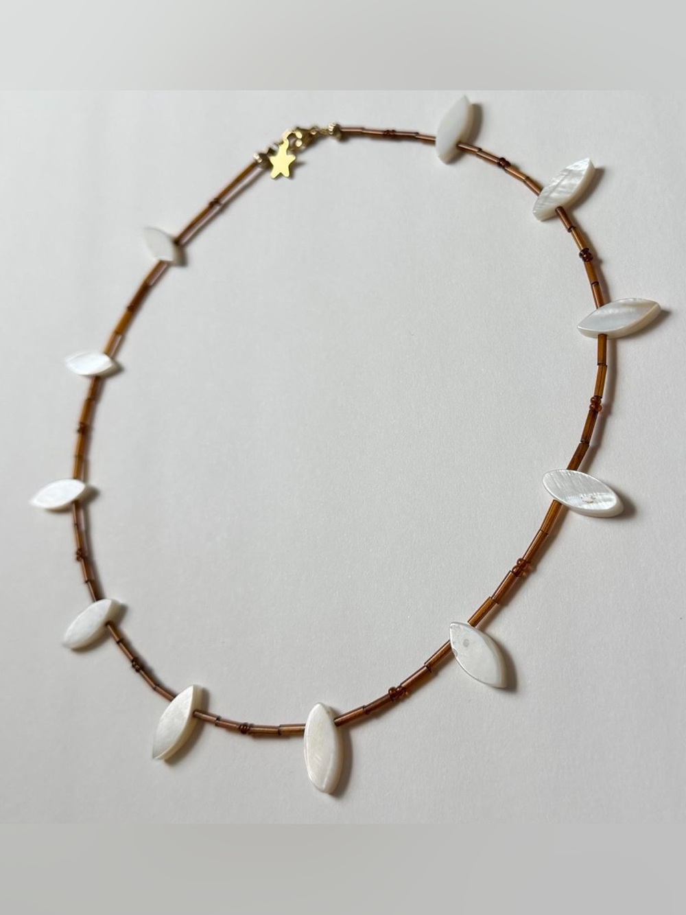 gold freshwater pearl beaded necklace
